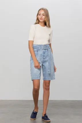 Premium Belted Denim Bermudas