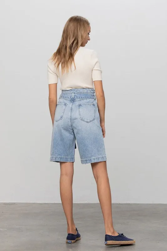 Premium Belted Denim Bermudas