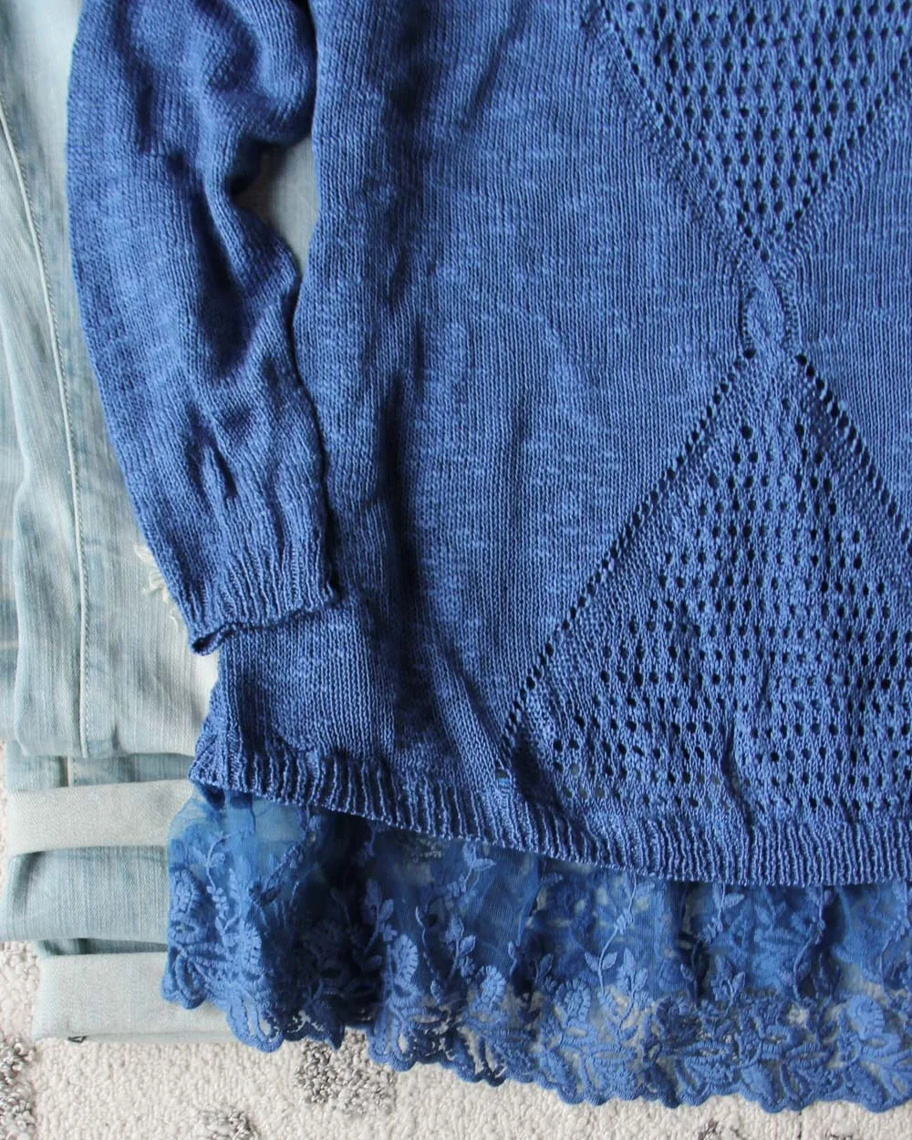 Sierra Lace Sweater in Blue