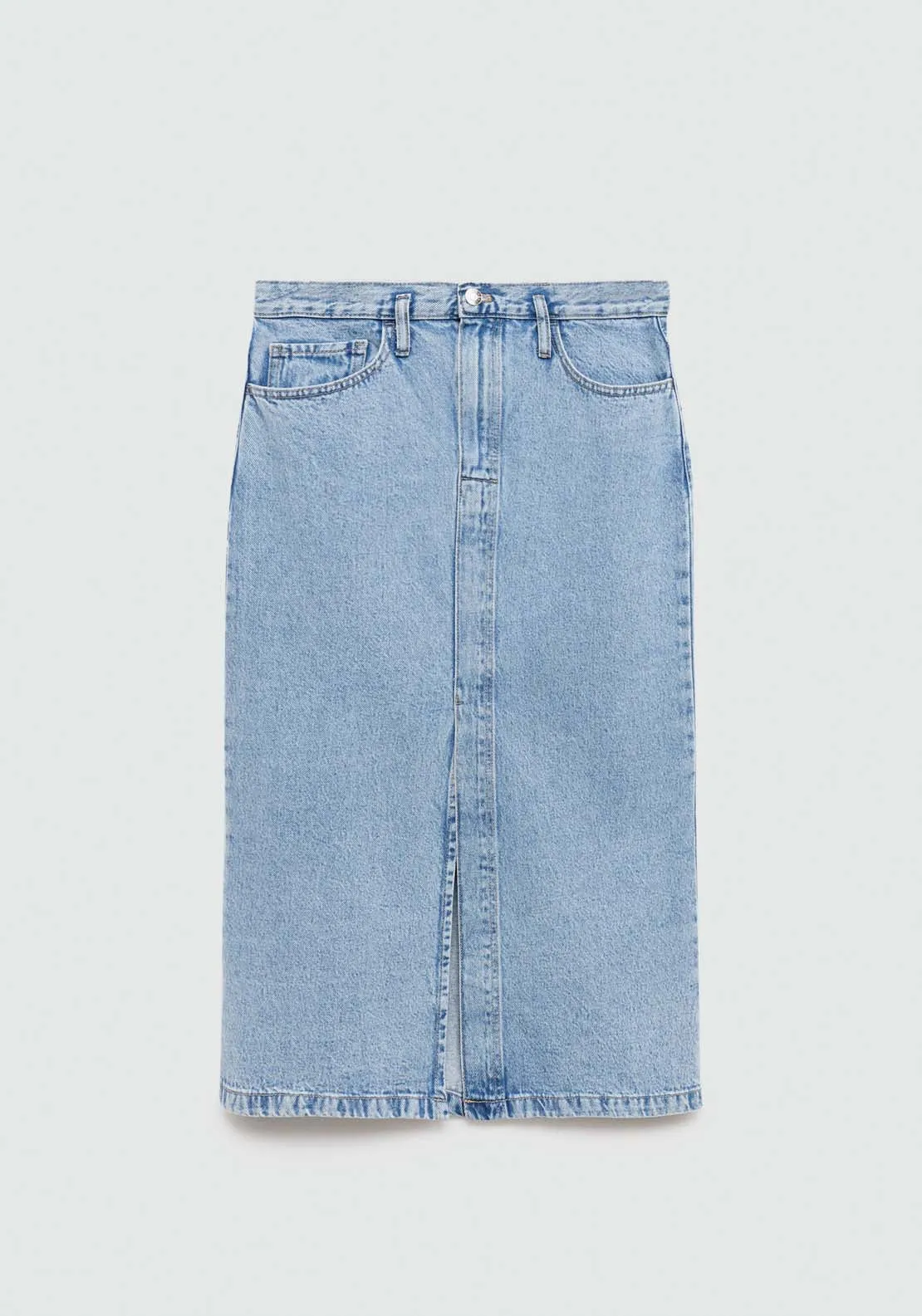 Slit denim skirt