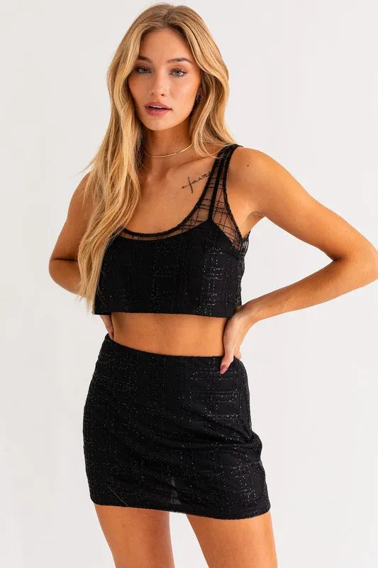 Sparkling Net Mini Skirt