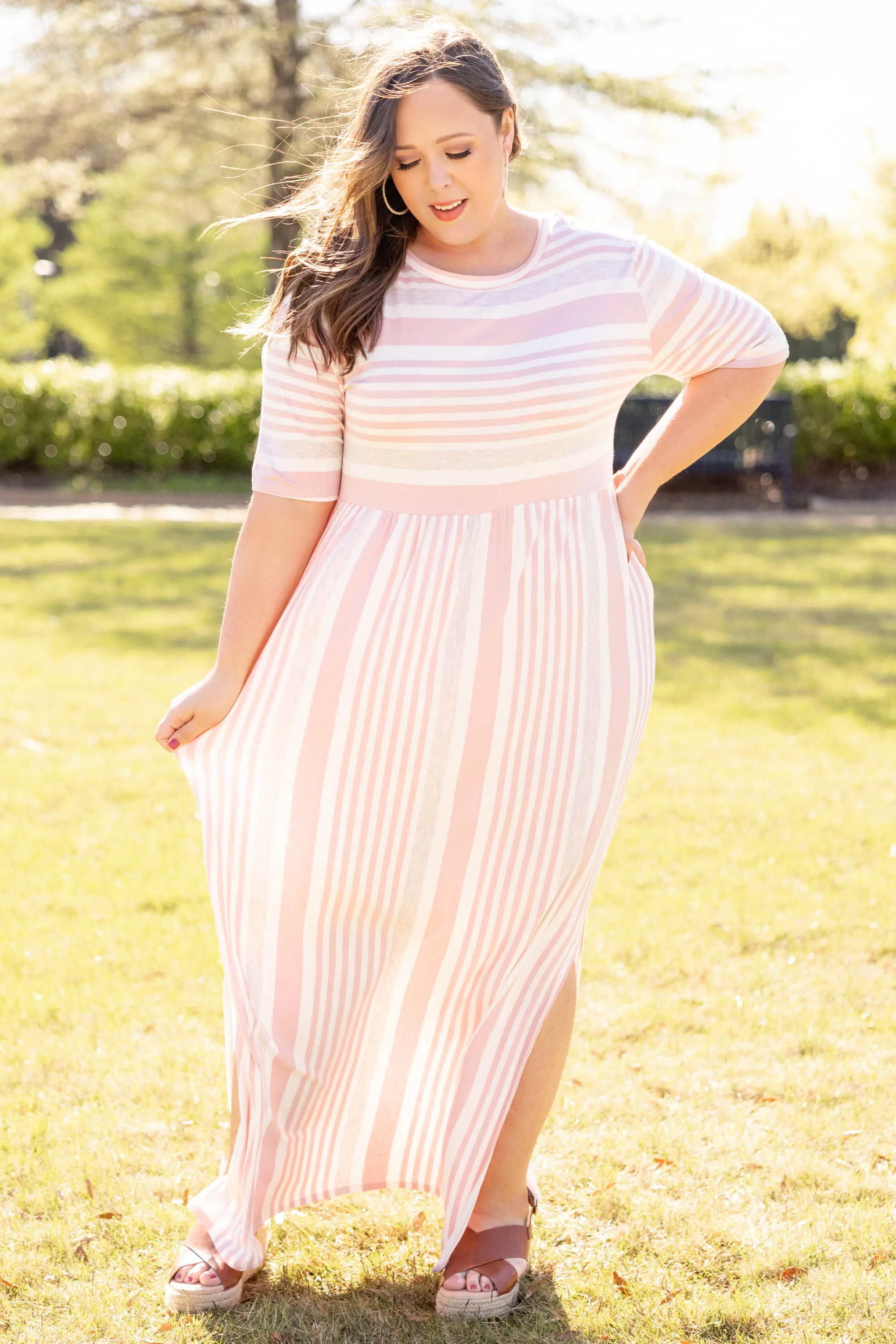 Stripe On Cue Maxi Dress, Pink