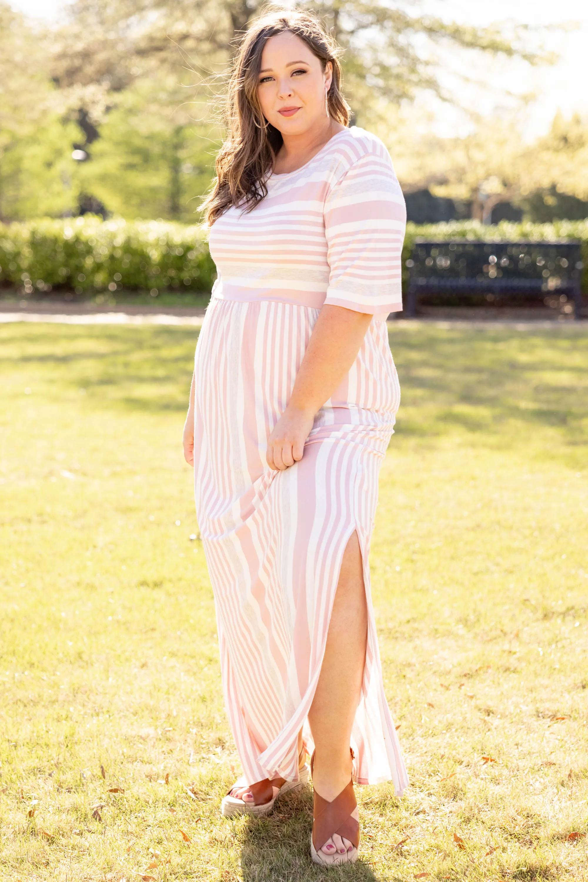 Stripe On Cue Maxi Dress, Pink