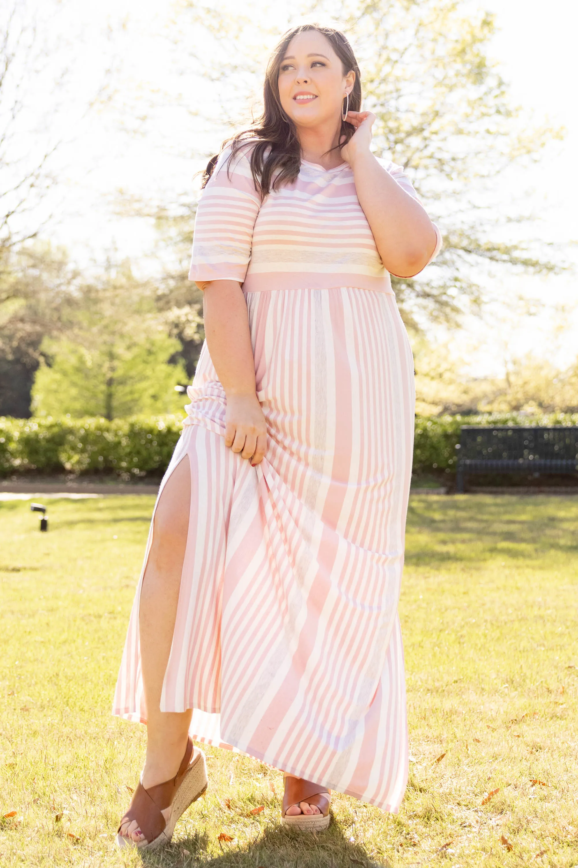 Stripe On Cue Maxi Dress, Pink