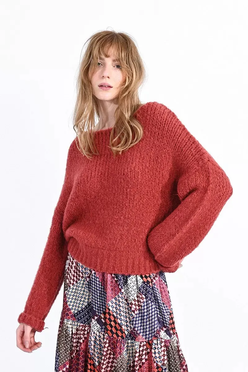 The Oversized Knitted Jumper - Terracotta