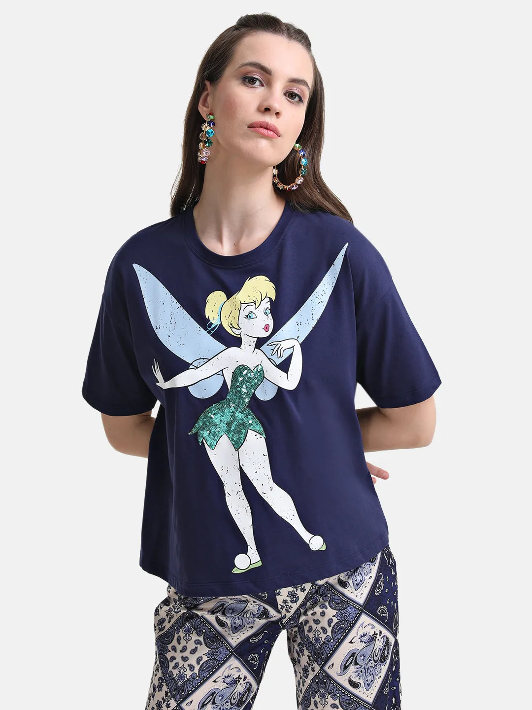 Tinkerbell Printed Graphic T-Shirt With Sequin