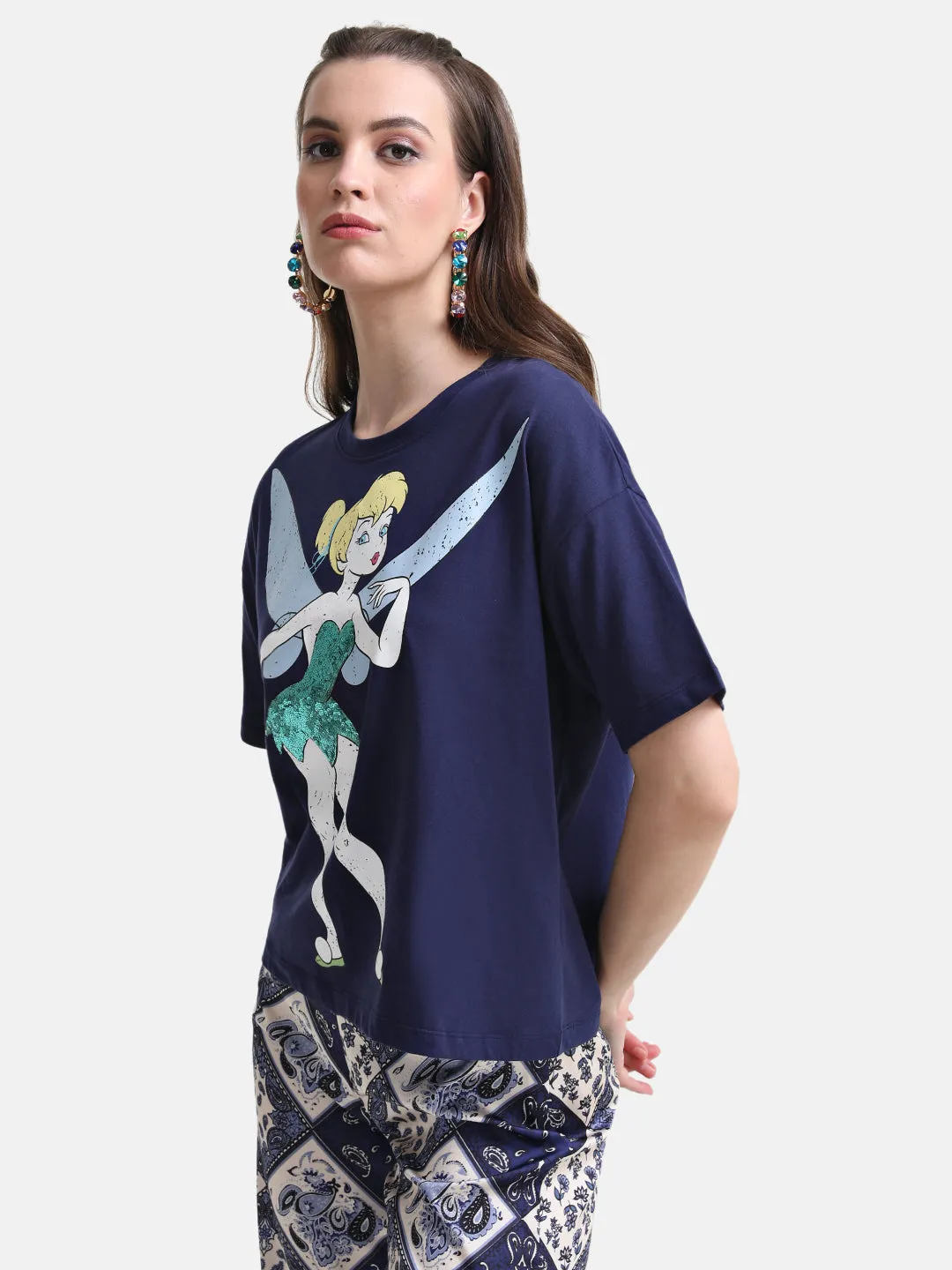 Tinkerbell Printed Graphic T-Shirt With Sequin