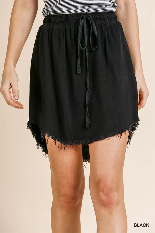 Umgee Fringe Linen Blend Skirt