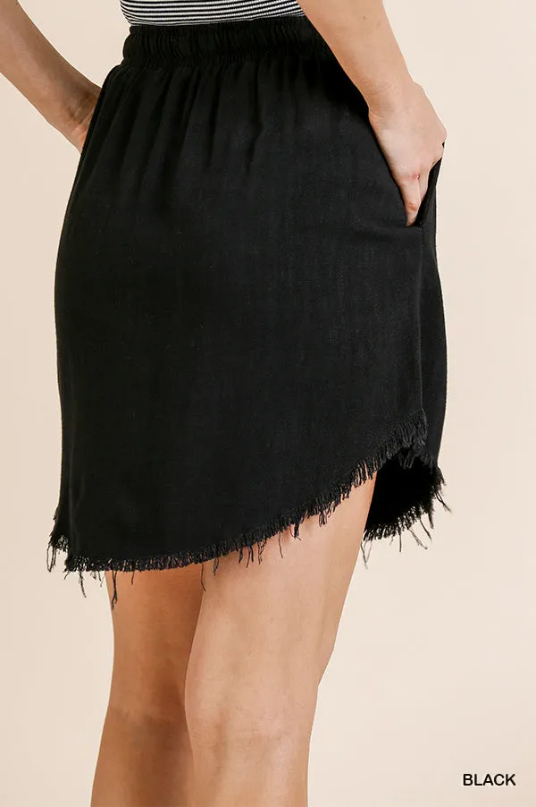 Umgee Fringe Linen Blend Skirt