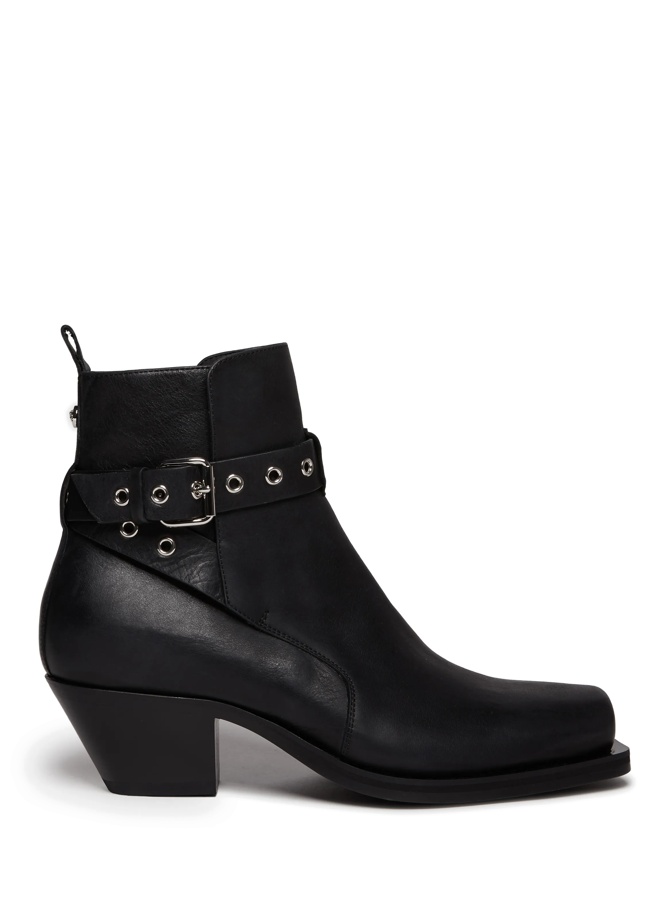 VERSACE  Stivale western leather Ankle Boots  - Black