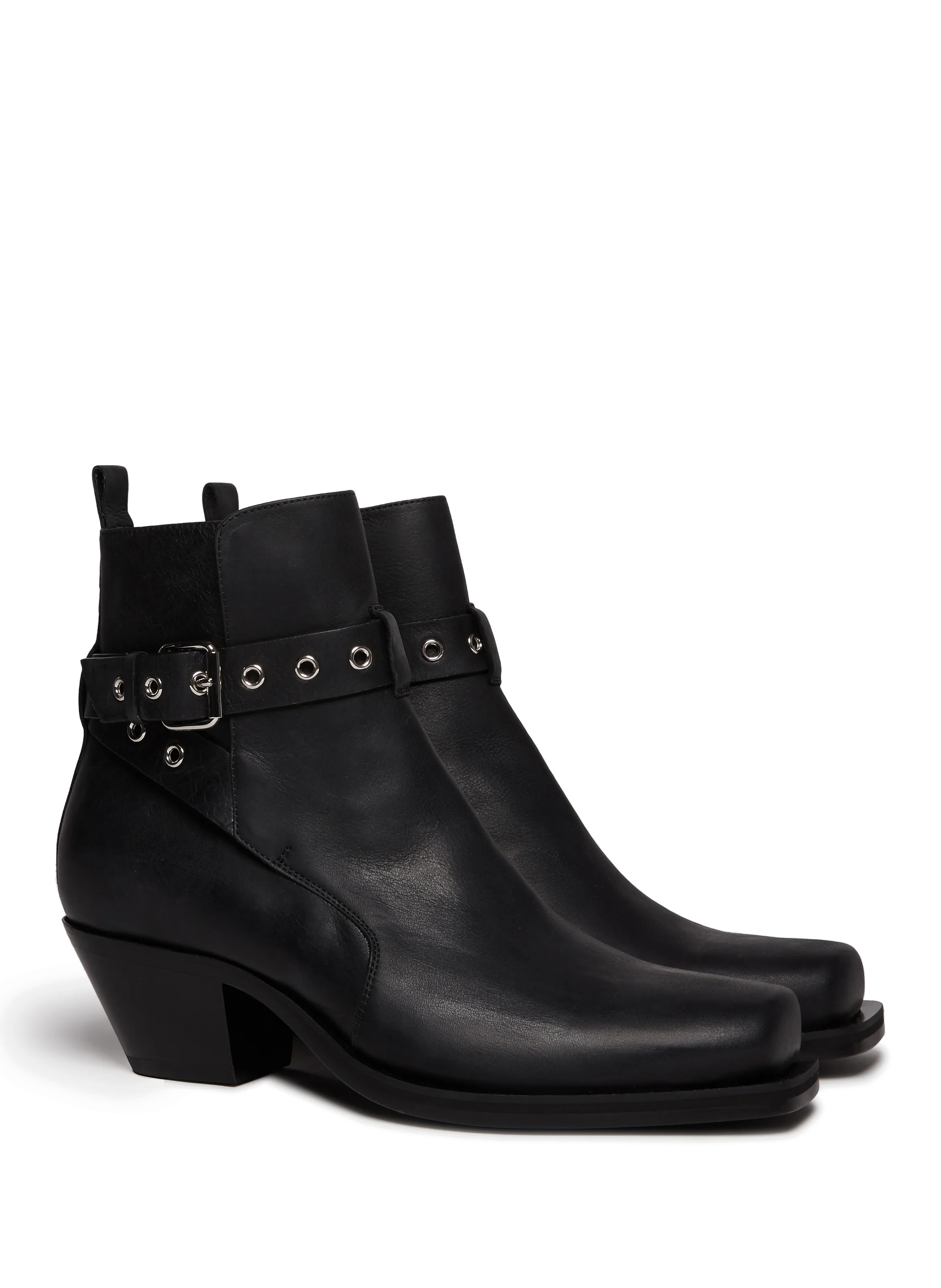 VERSACE  Stivale western leather Ankle Boots  - Black