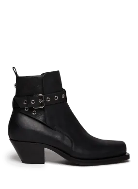 VERSACE  Stivale western leather Ankle Boots  - Black