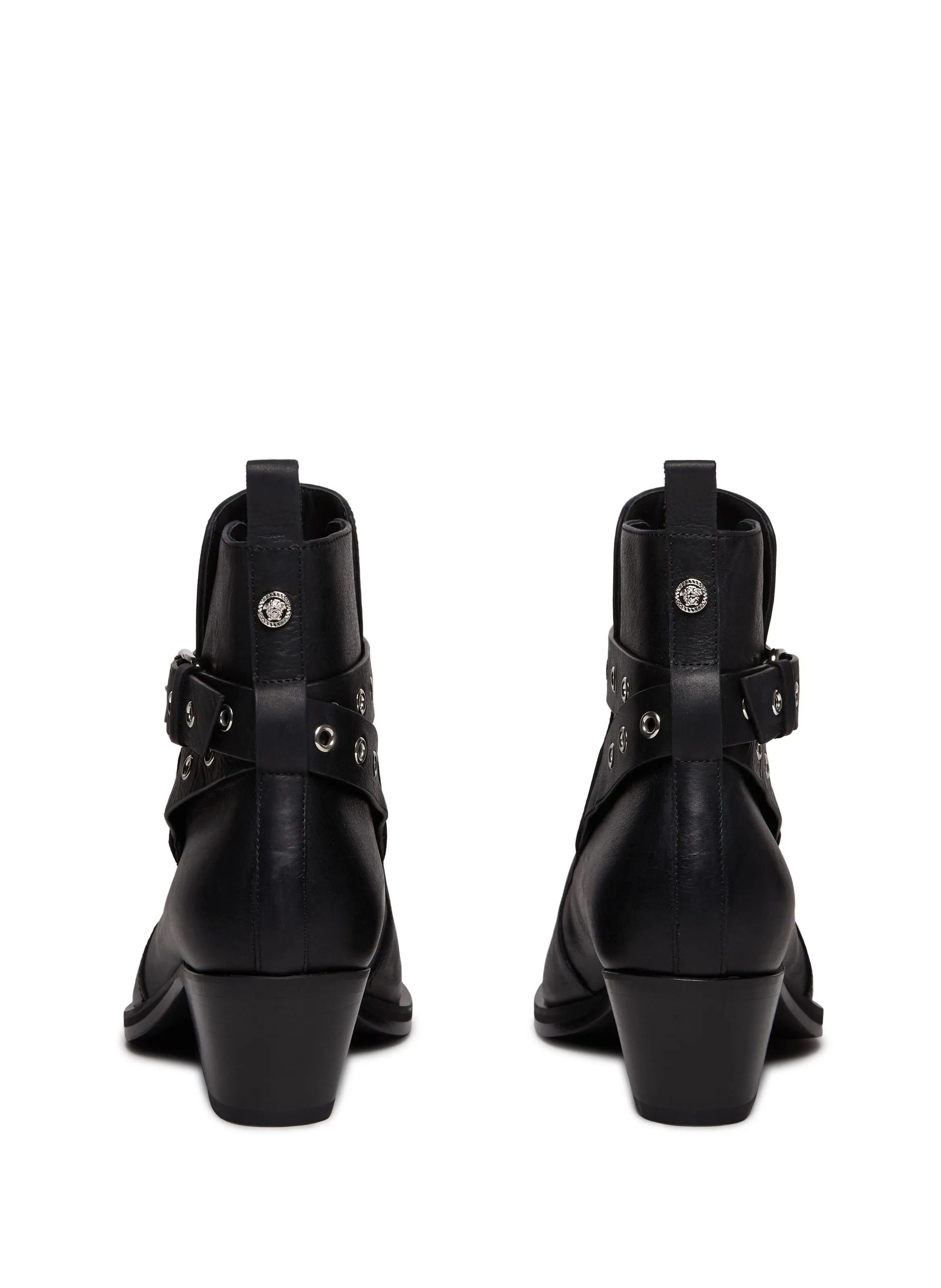 VERSACE  Stivale western leather Ankle Boots  - Black