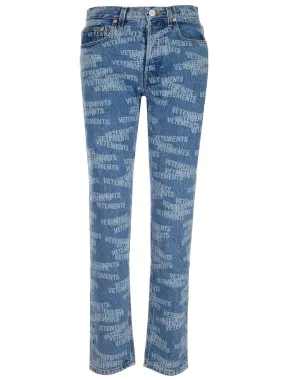 Vetements Allover Logo Printed Straight-Leg Jeans