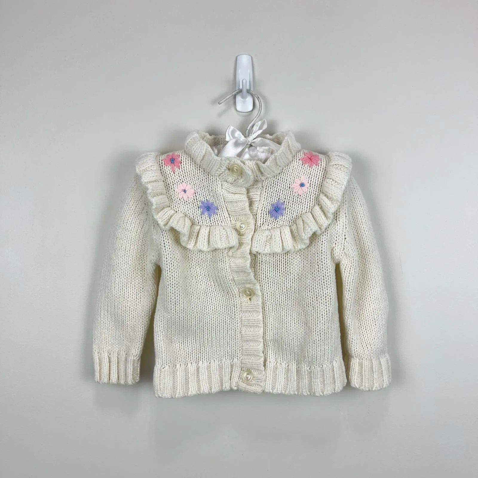 Vintage Mine Alone Ruffle Flower Cardigan 2T