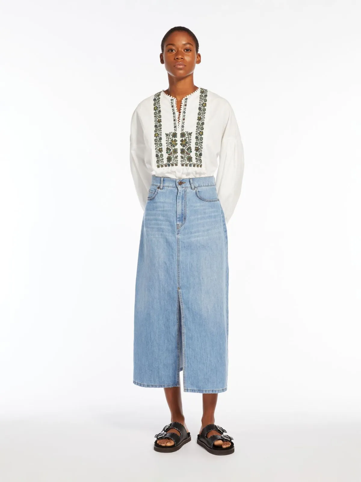 Weekend Max Mara Gelada Denim Maxi in Navy Light