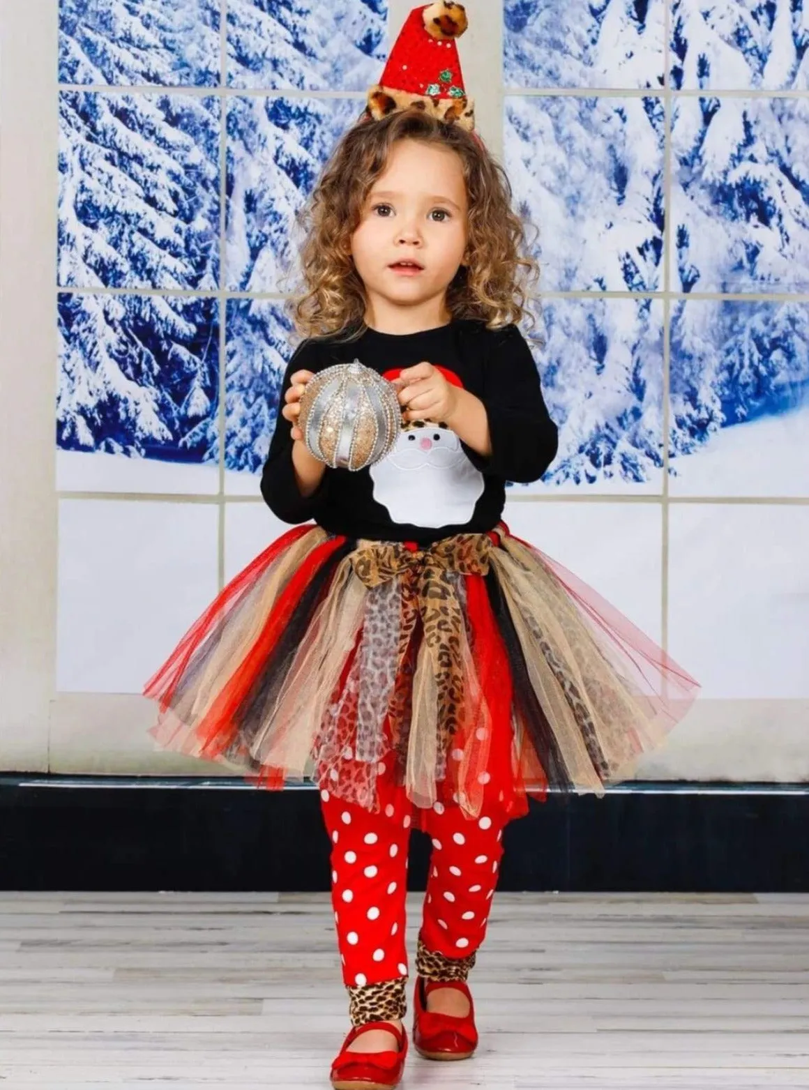 Wild For Santa Top, Tutu Skirt and Legging Set