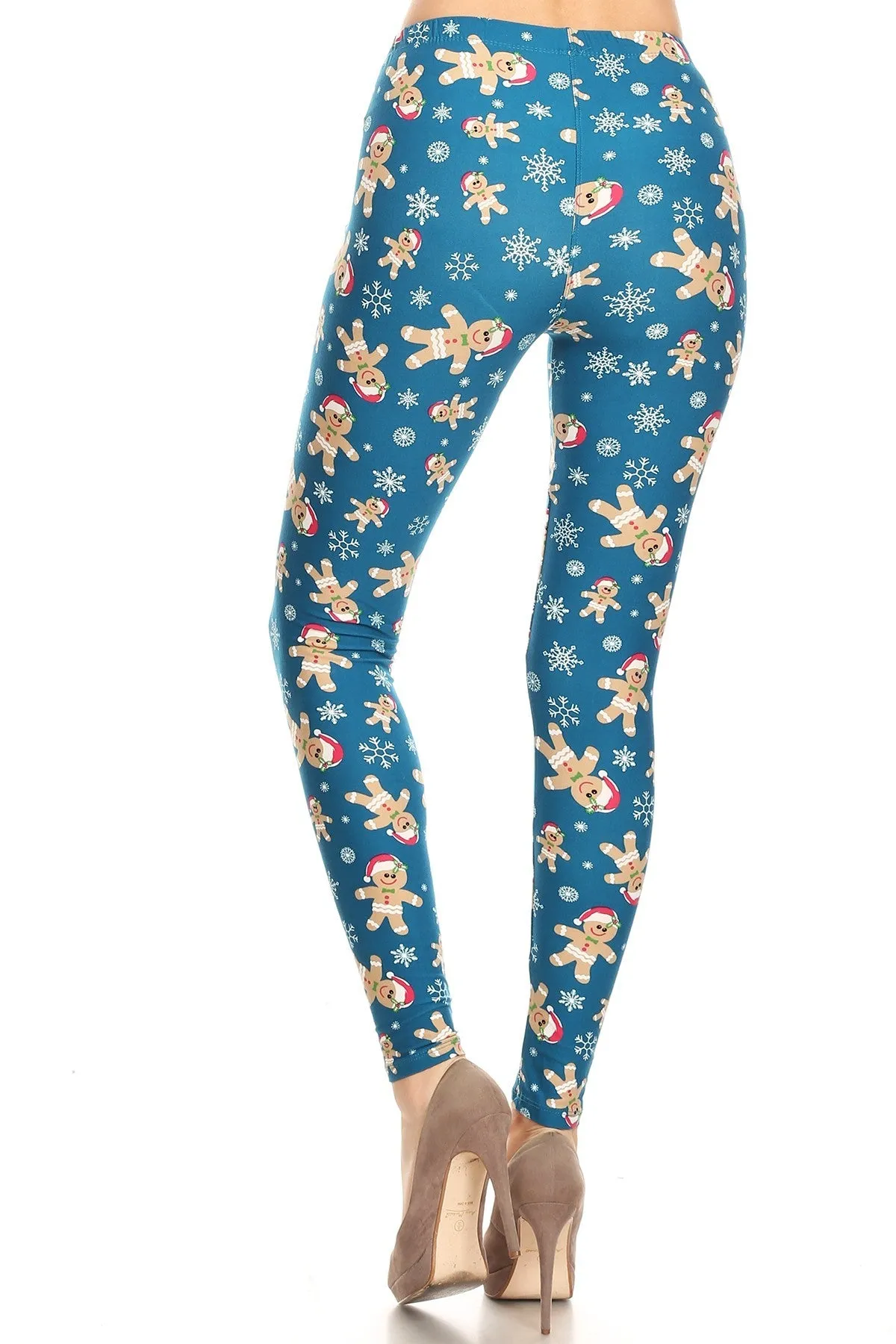 Women's 3X 5X Gingerbread Man Pattern Printed Leggings