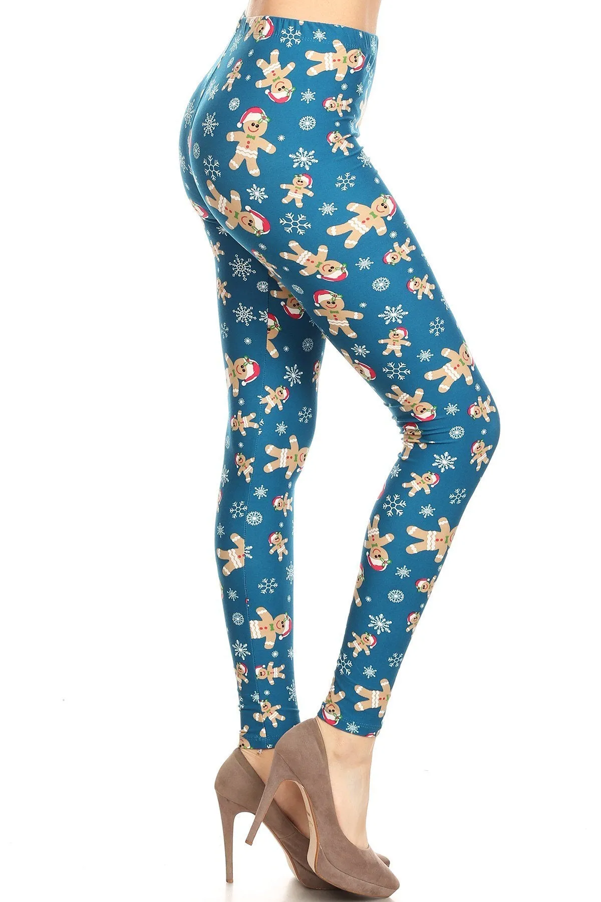 Women's 3X 5X Gingerbread Man Pattern Printed Leggings