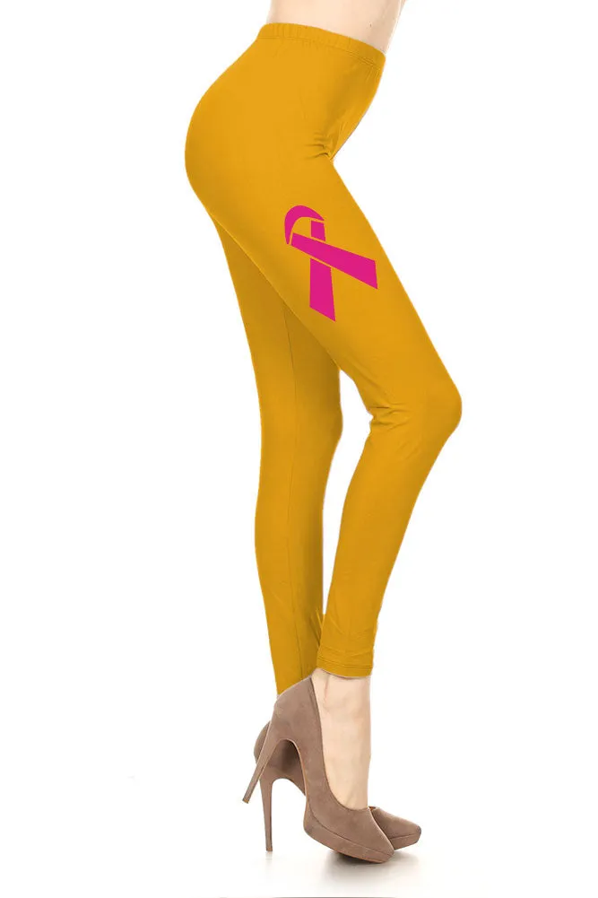 Women's Breast Cancer Awareness Ribbon Printed Leggings for Regular Plus 3X5X