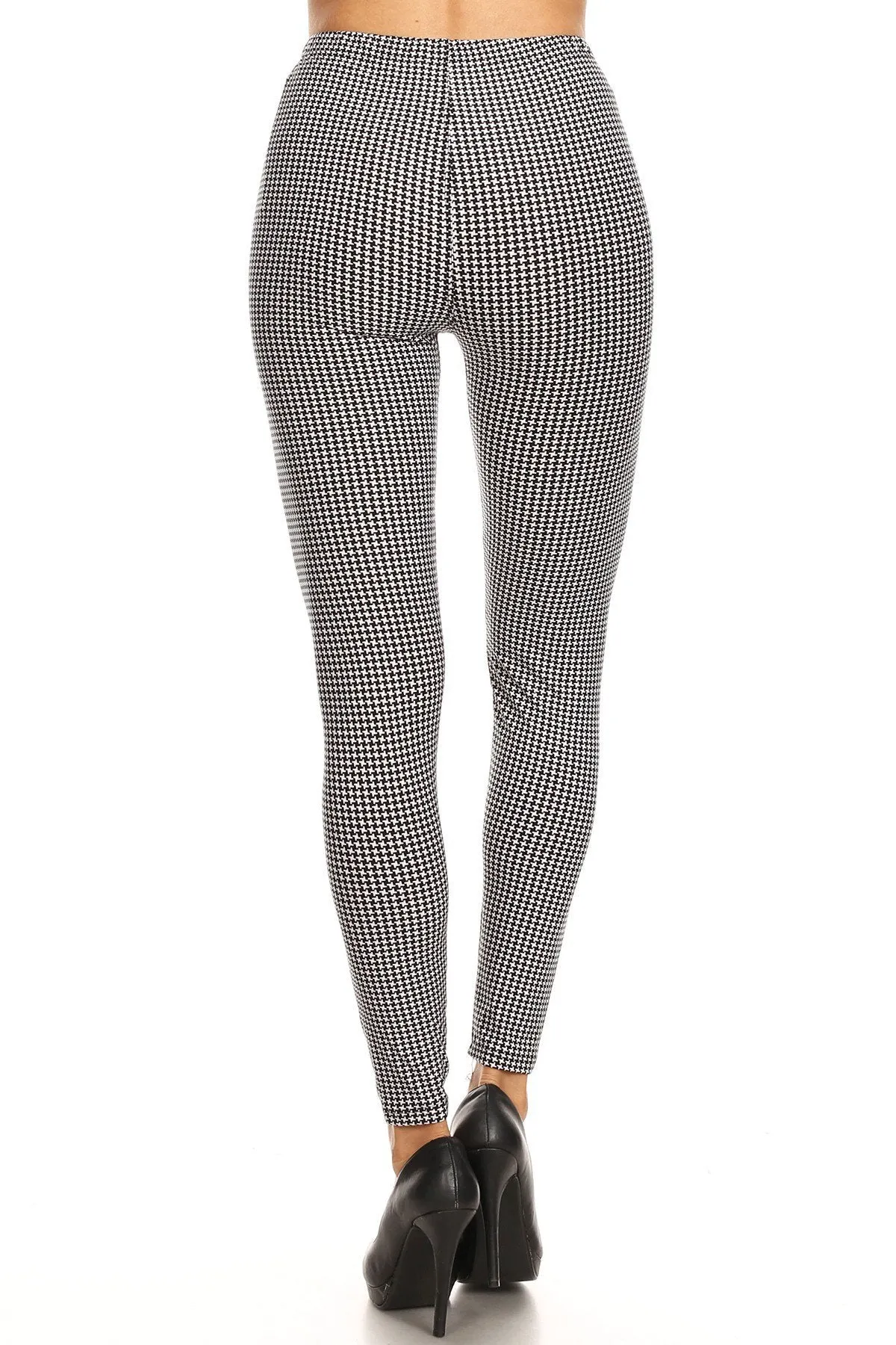 Women's Regular Hound Tooth Pattern Printed Leggings