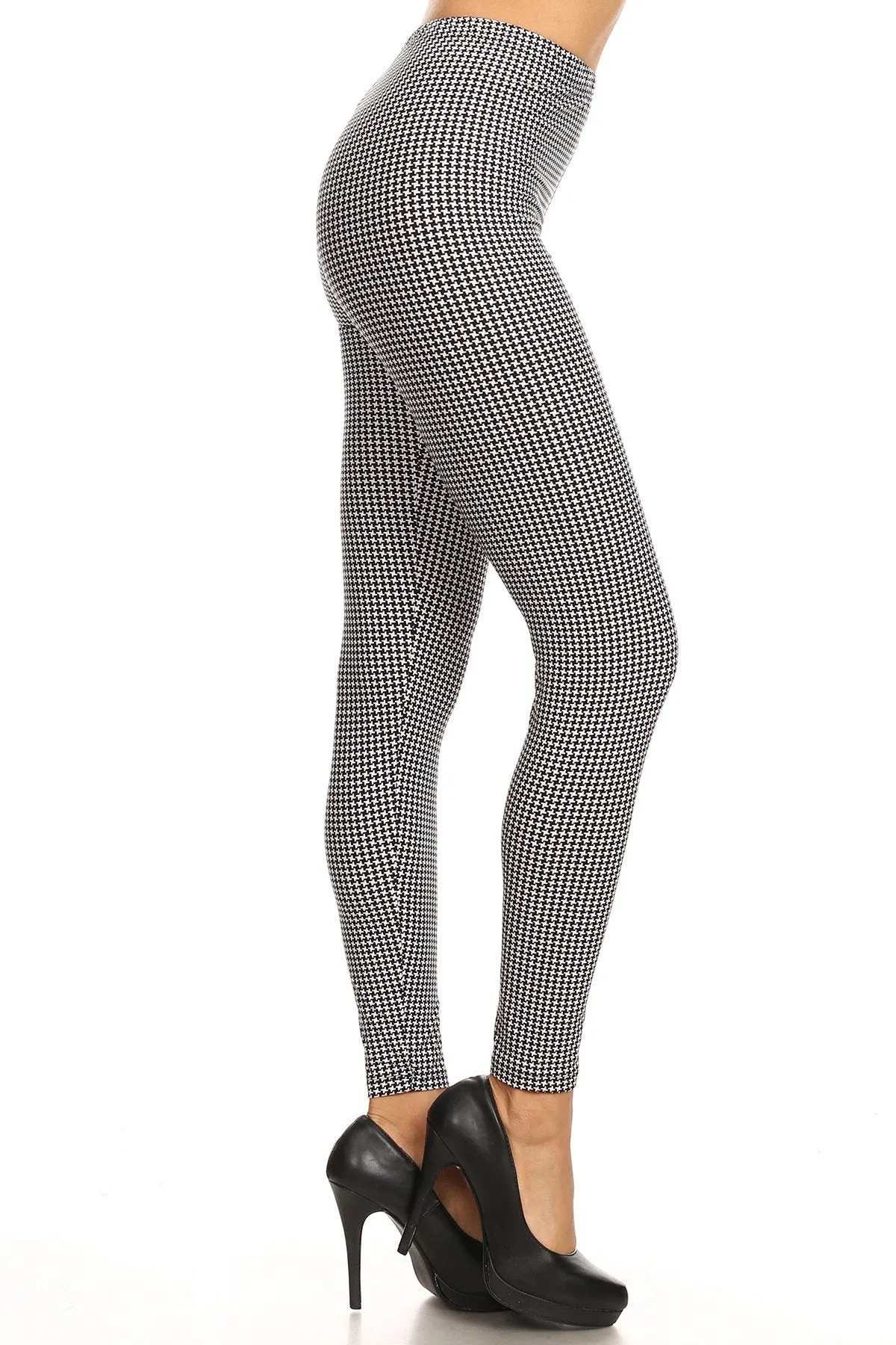 Women's Regular Hound Tooth Pattern Printed Leggings