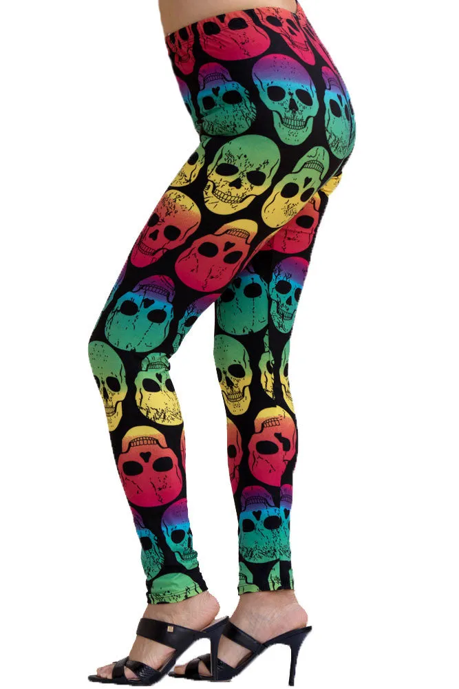 Women's Regular Skull Multi Colored Leggings