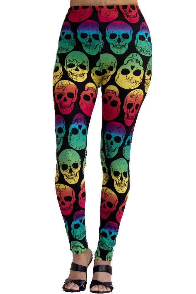 Women's Regular Skull Multi Colored Leggings