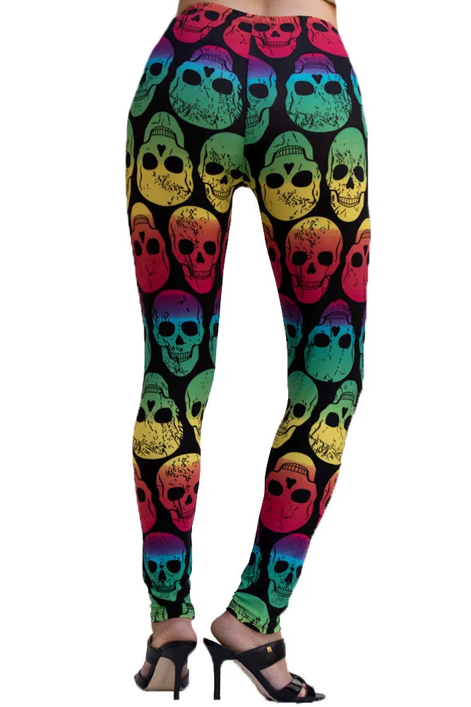 Women's Regular Skull Multi Colored Leggings