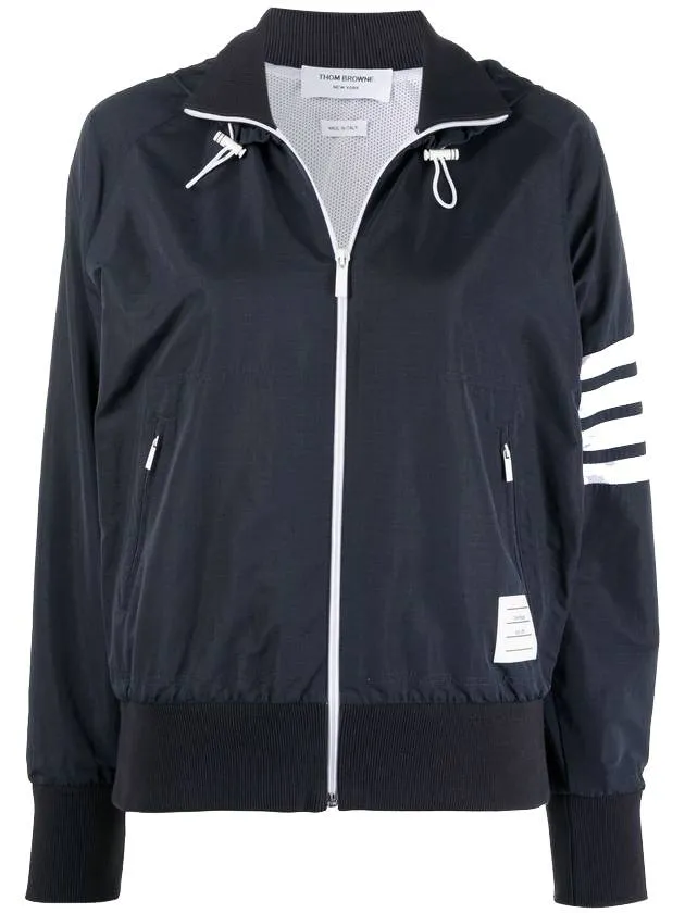 Women's Ripstop Mesh 4 Bar Zip Up Hoodie Navy