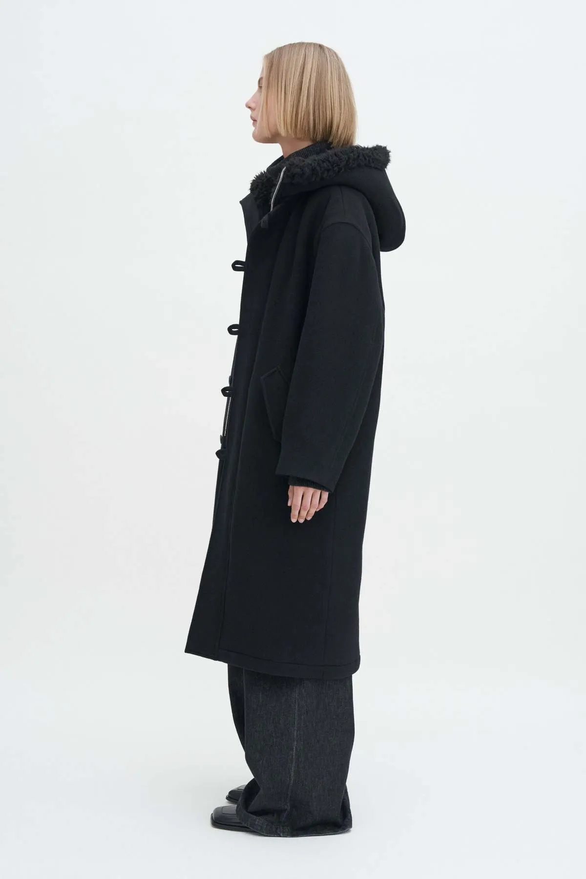 Wool Parka Coat - Black