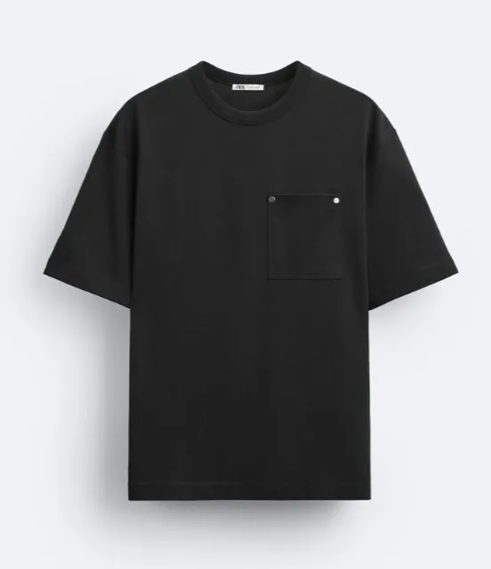 ZARA  |T-SHIRT WITH STUDDED POCKET