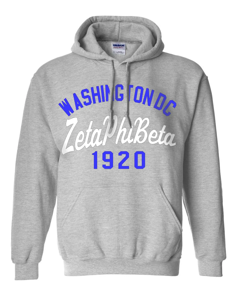 Zeta Phi Beta State and Date Printed Hoody - Gildan 18500 - CAD