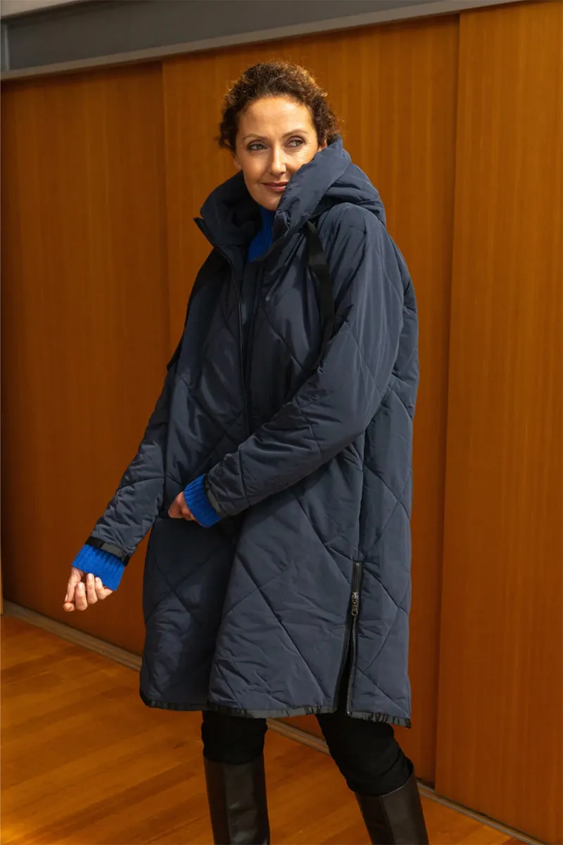 Zip Hem Winter Coat Navy