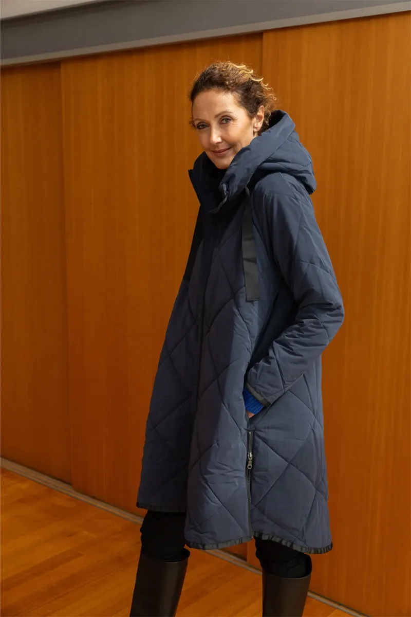 Zip Hem Winter Coat Navy